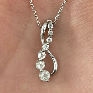 Kay Jewelers 925 Sterling Silver Genuine White Sapphire Infinity Necklace - 18”